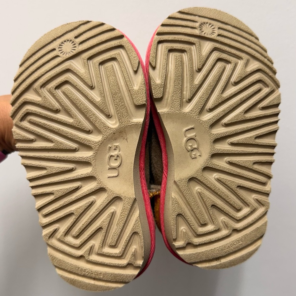 UGG Kids Boots in Tan with Pink and Yellow Accents - Picture 4 of 5